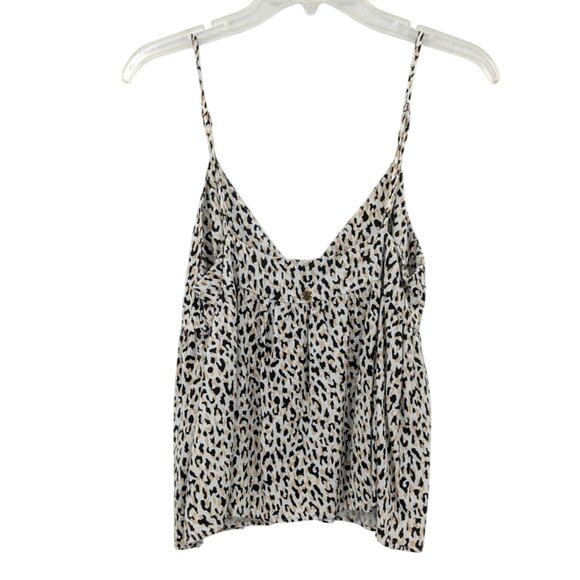 Volcom Leopard Print Babydoll Cami Top Women Size XS Coastal Y2K Boho Festival - Picture 2 of 8